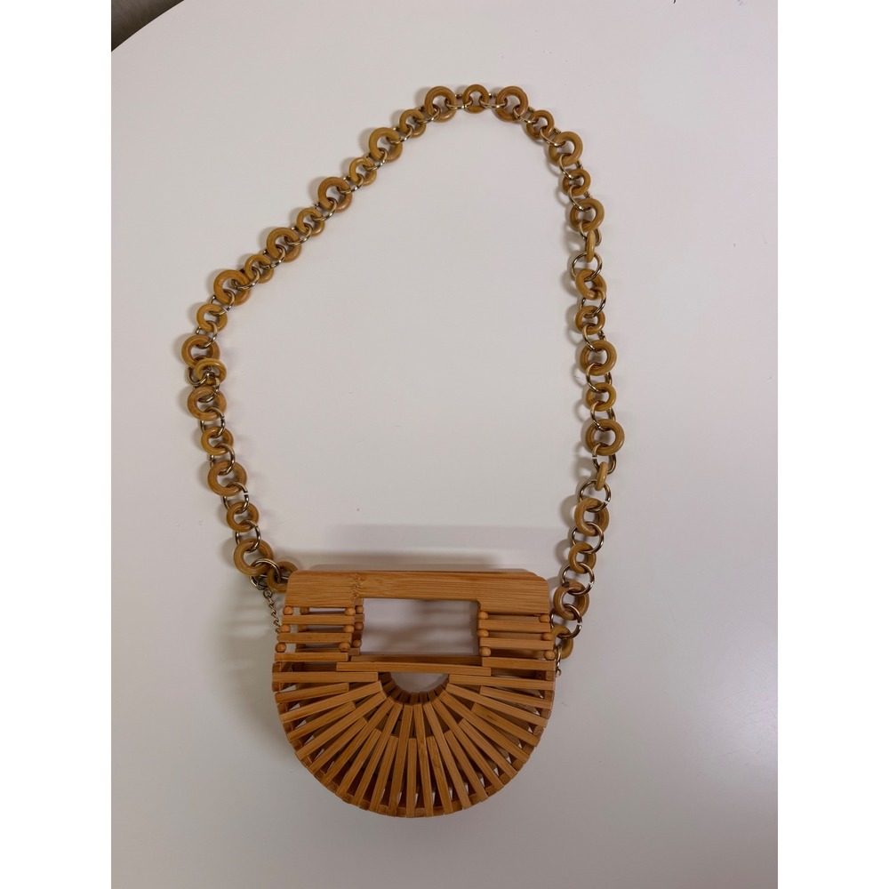 Bamboo stylish Crossbody Bag Womens Small‎ Natural Tan Excellent Bohemian